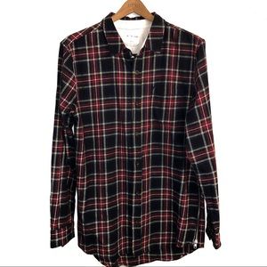 On The Byas Longer Length Plaid Button Up Top